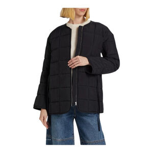 CO Women's Black Belted Quilted Jacket Size Large